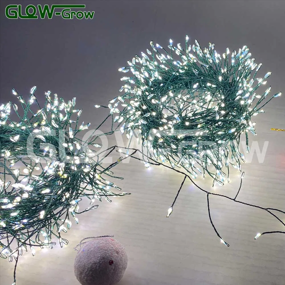 Fio de Luz de Fada LED à Prova d'Água com Cluster de Natal Branco Quente para Decoração de Quarto, Casamento, Festa no Jardim, Parede, Árvore e Casa