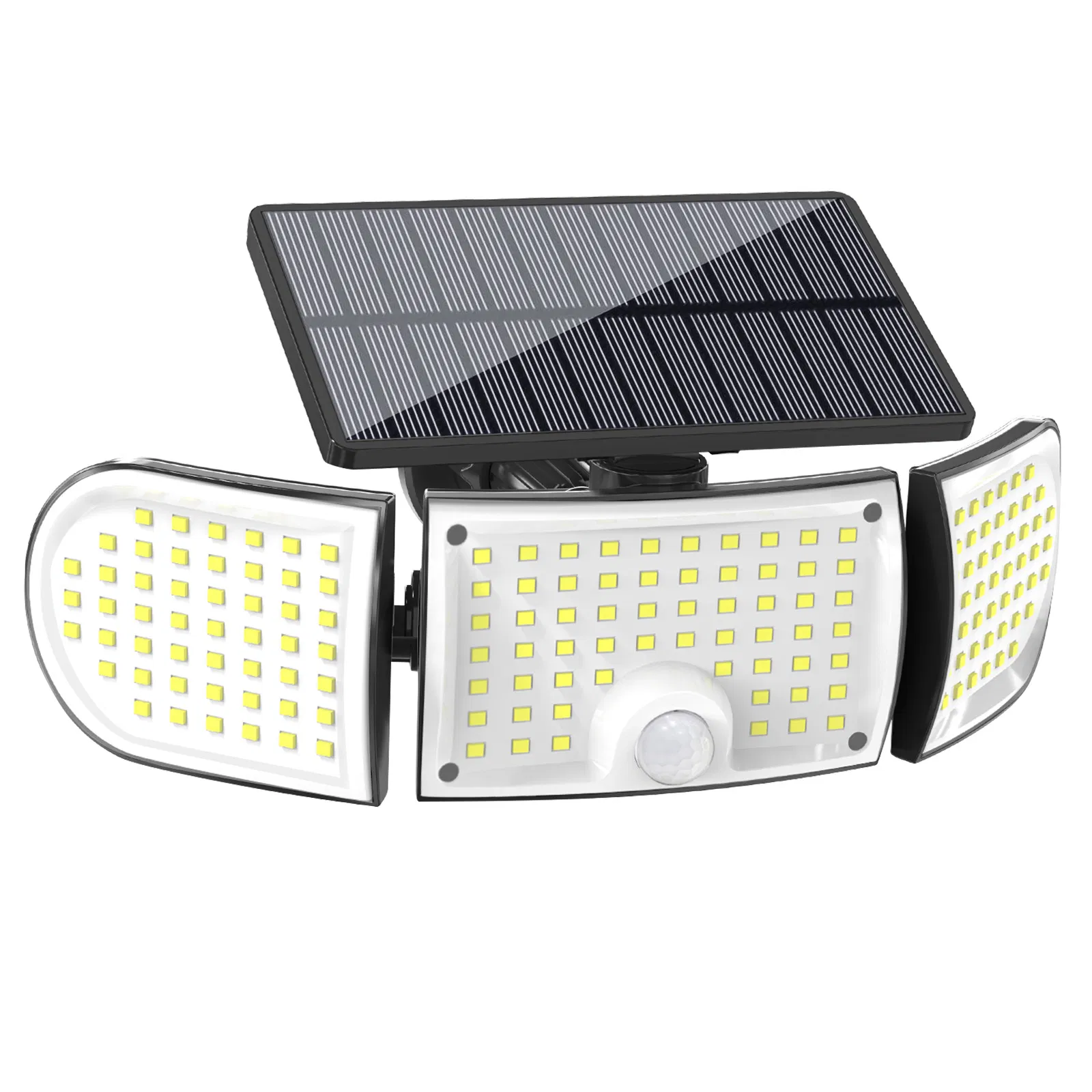 Luzes de Jardim Solares para Exterior de Alta Brilho IP65 À Prova d'Água 3 Cabeçotes com Ângulo Ajustável Sensor de Movimento Luz de Parede Solar LED