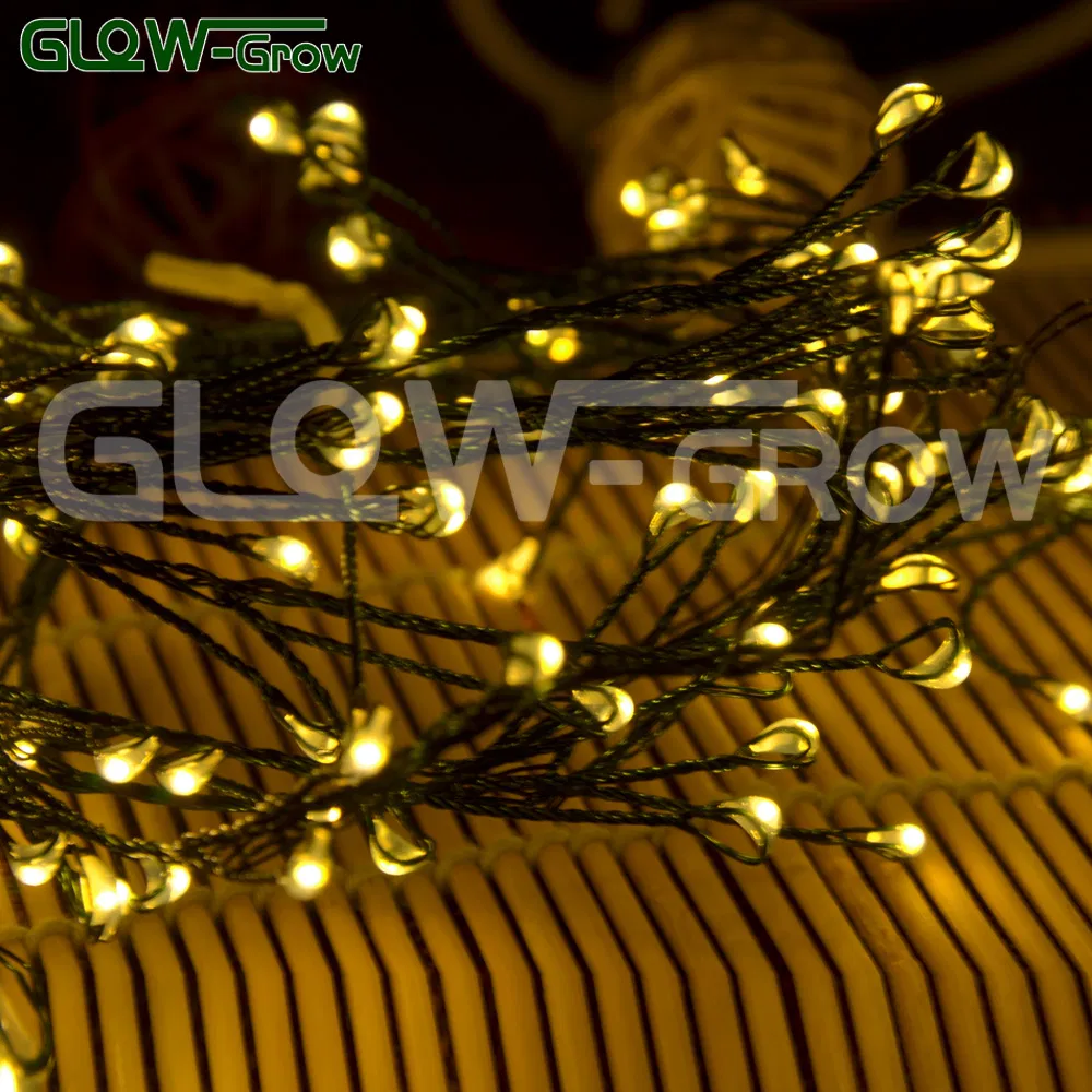 Fio de Luz de Fada LED à Prova d'Água com Cluster de Natal Branco Quente para Decoração de Quarto, Casamento, Festa no Jardim, Parede, Árvore e Casa