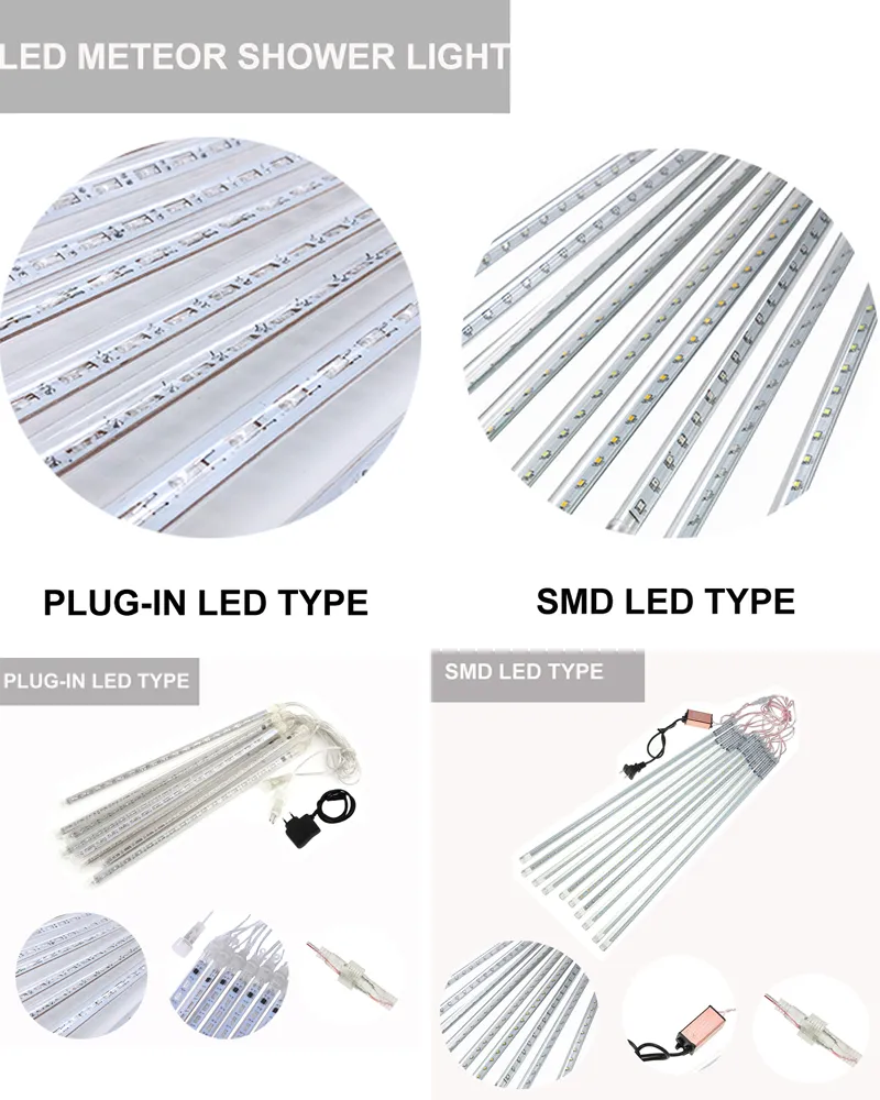 50cm 8 Tubos Luzes de Natal Decoração Externa Tubo Mini LED Luzes de Chuva de Meteoros