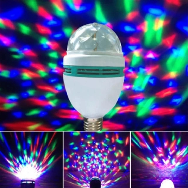 Luz de Palco LED RGB E27 Luz Laser para DJ KTV Disco Controle de Som Luzes de Festa Projetor de Natal Mini RGB 6W Bola Mágica de Cristal
