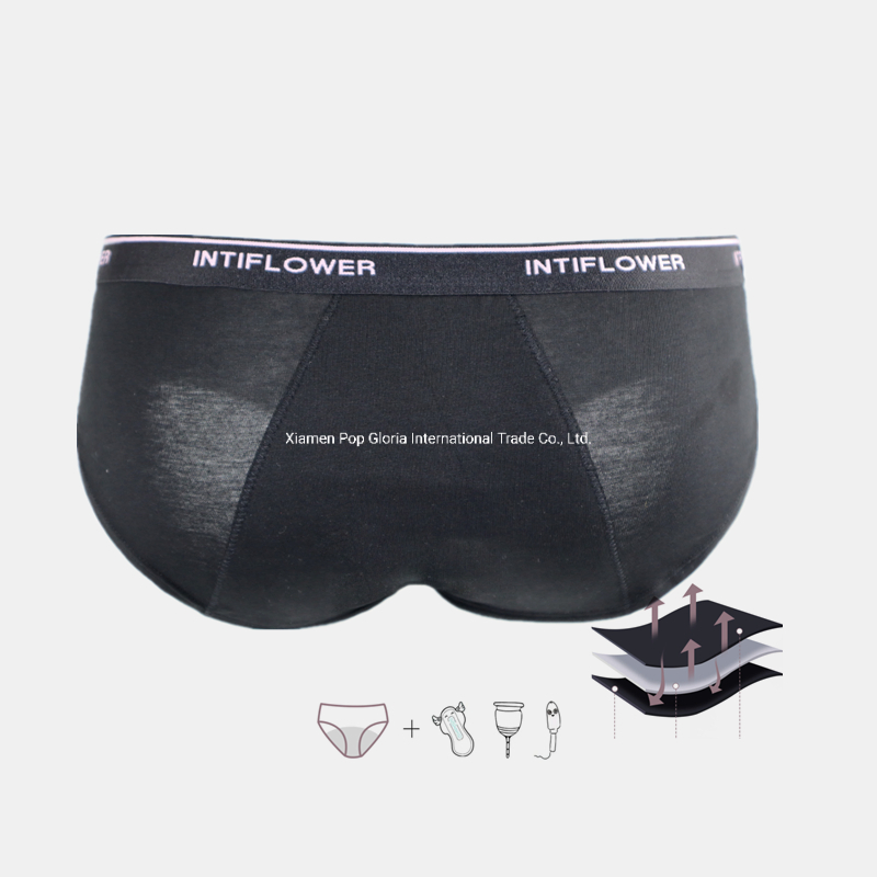 Intiflower Alta Absorción 4 Capas Panty Impermeable de Algodón Ropa Interior Menstrual Encaje 4 Capa Culotte Menstrual Bragas para Chicas