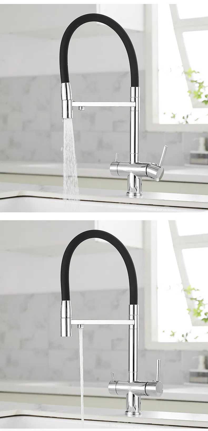 Grifo de cocina de diseño simple con salida extraíble