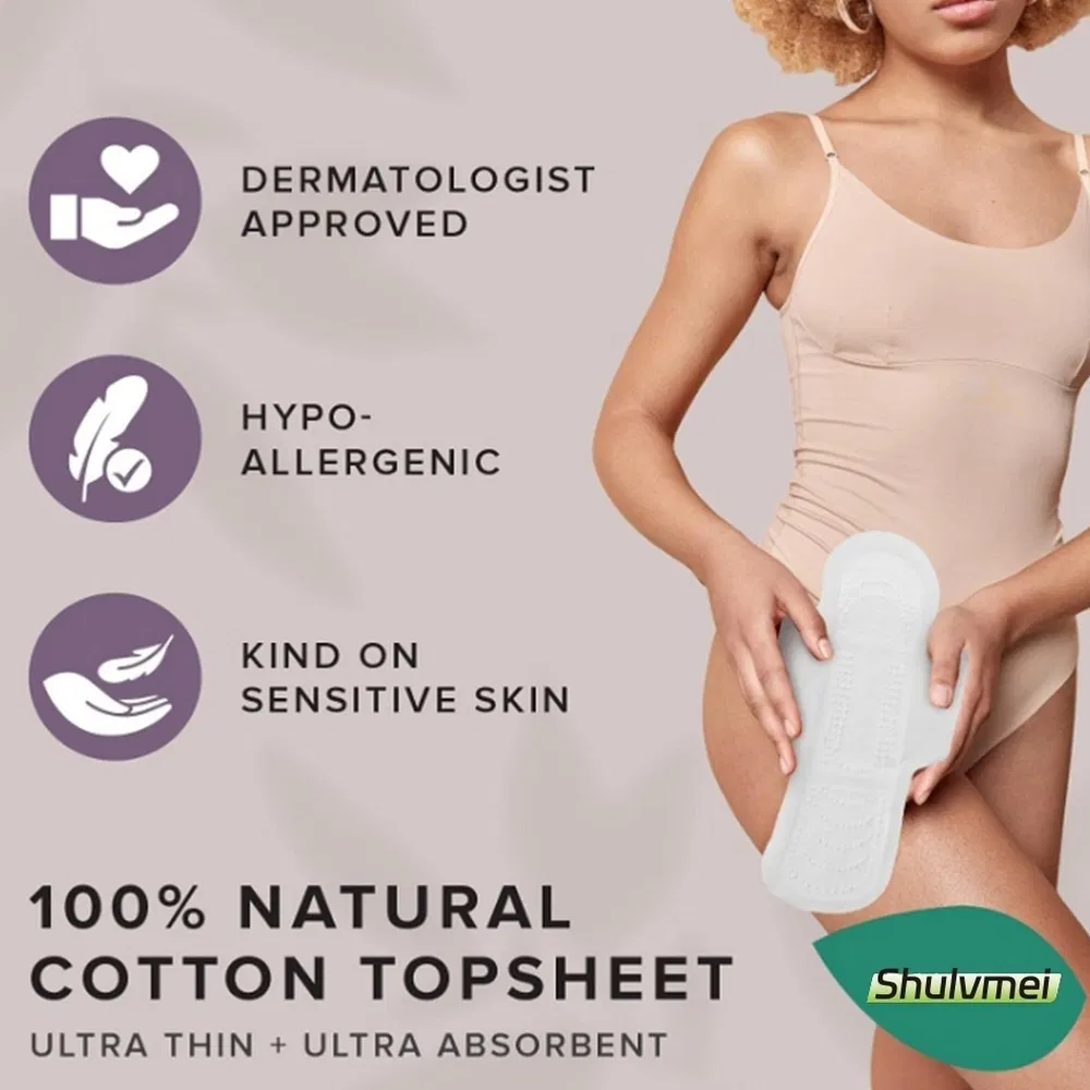 Compresas femeninas de algodón orgánico superabsorbente para la noche