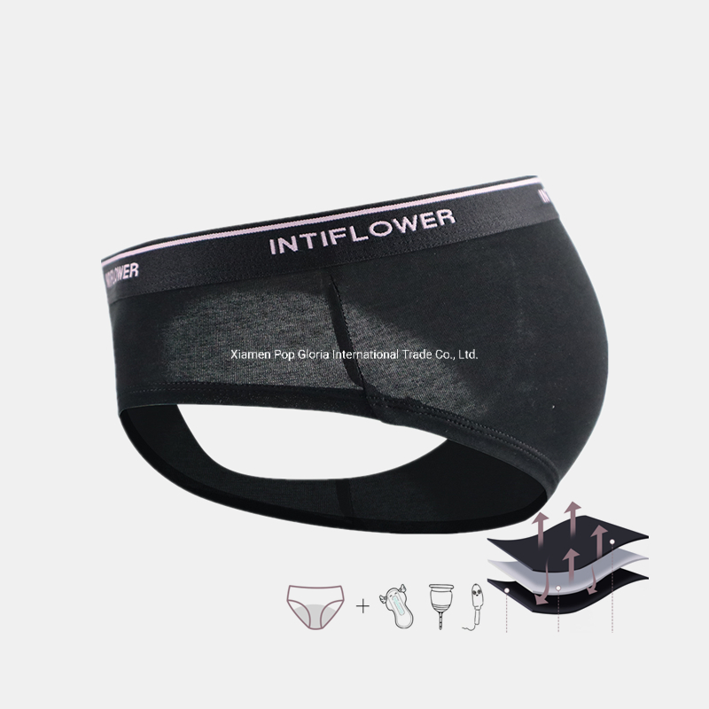 Intiflower Alta Absorción 4 Capas Panty Impermeable de Algodón Ropa Interior Menstrual Encaje 4 Capa Culotte Menstrual Bragas para Chicas