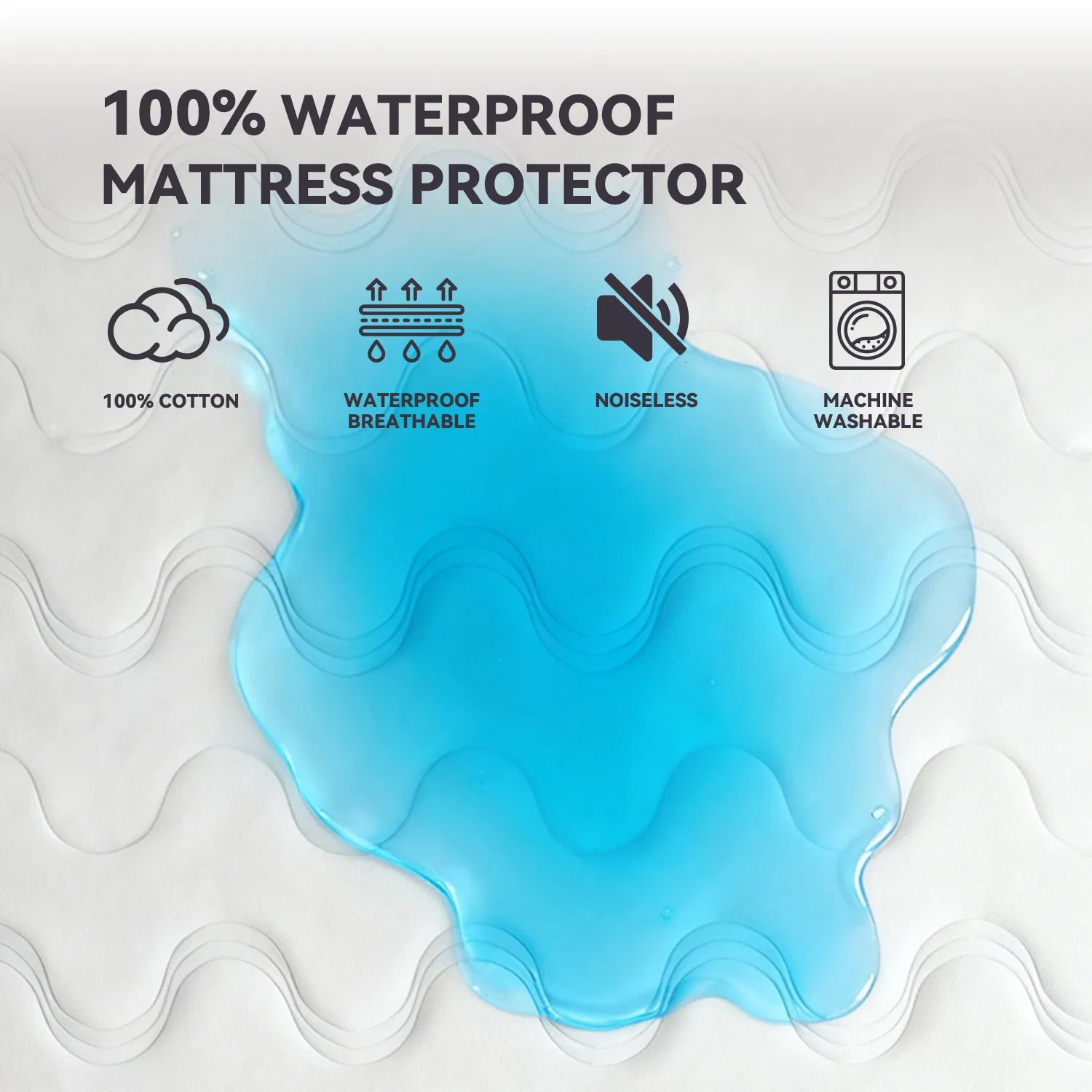 Protector de colchón doble premium impermeable - Antideslizante y lavable a máquina