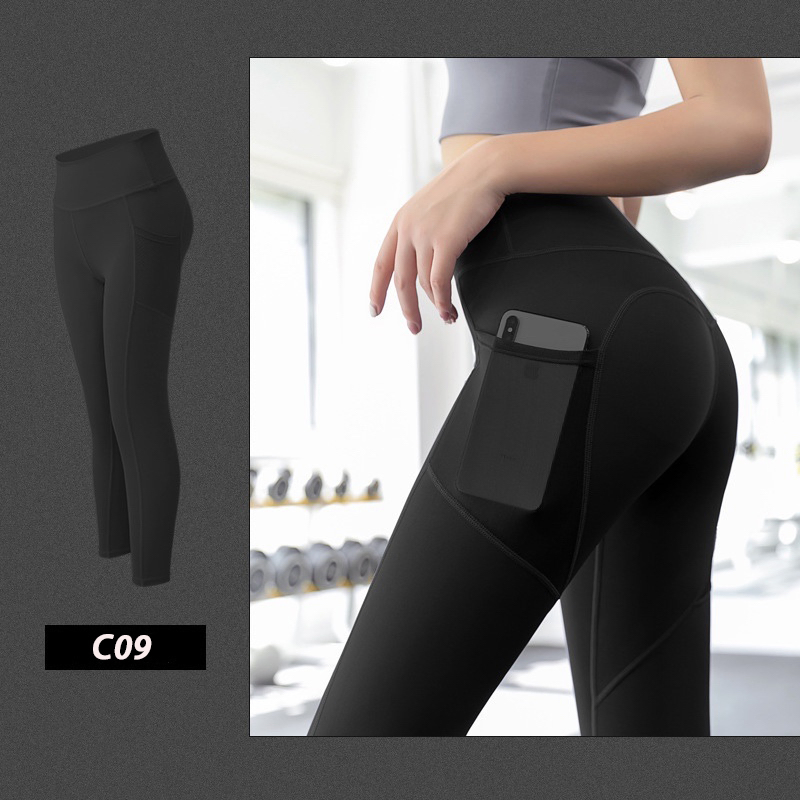 Pantalones de yoga de poliéster de alta calidad con bolsillo para teléfono, leggings activos ajustados y sexys para mujeres, ropa de ocio para la calle