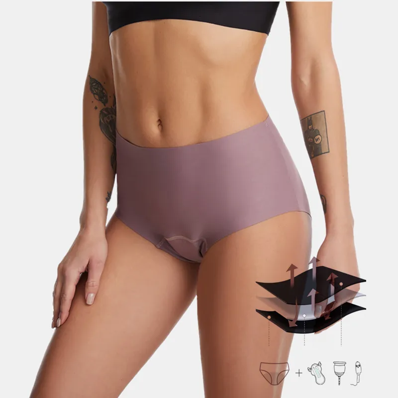 Mayorista de Ropa Interior Menstrual de Cuatro Capas a Prueba de Fugas y Absorbente Sin Costuras de Talla Grande con Cintura Alta para Mujeres