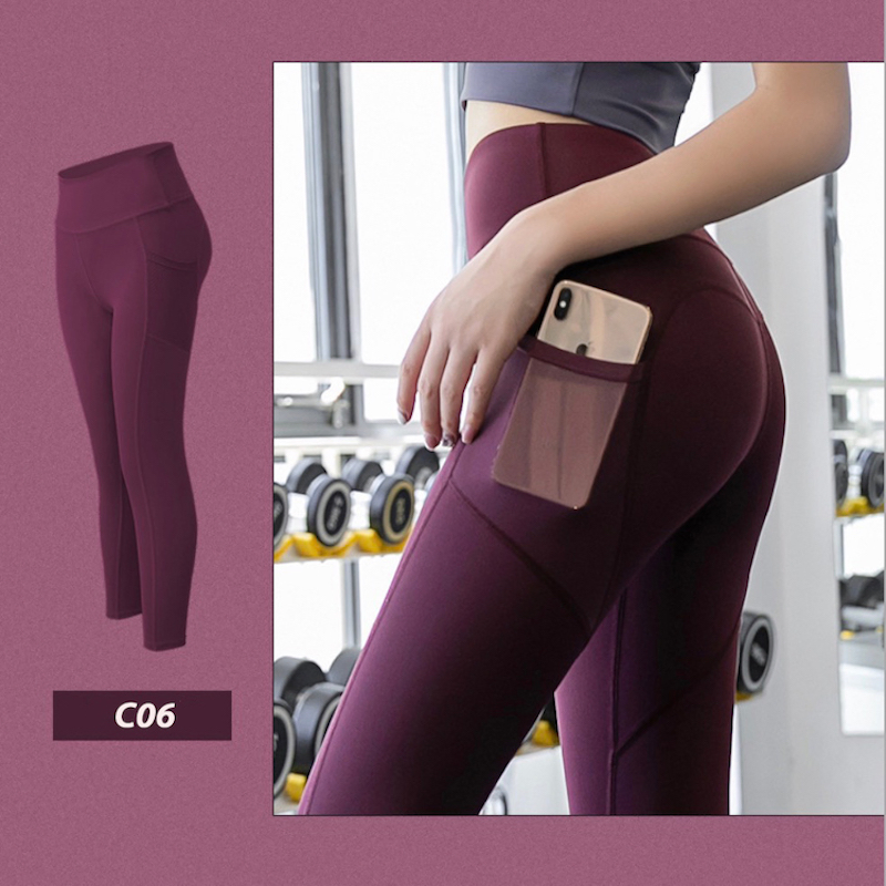 Pantalones de yoga de poliéster de alta calidad con bolsillo para teléfono, leggings activos ajustados y sexys para mujeres, ropa de ocio para la calle