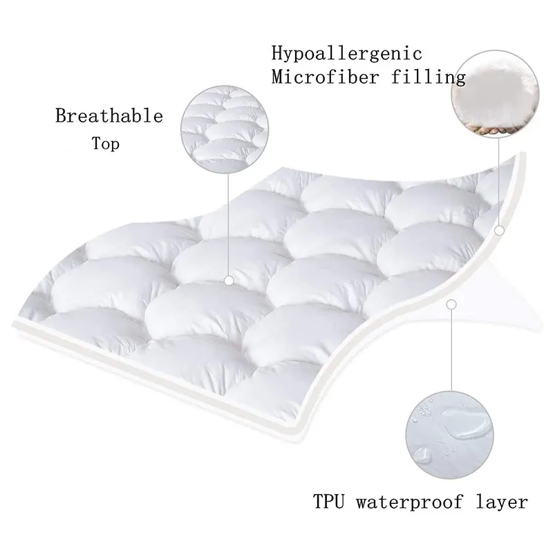Protector de colchón premium acolchado, lavable y a prueba de agua