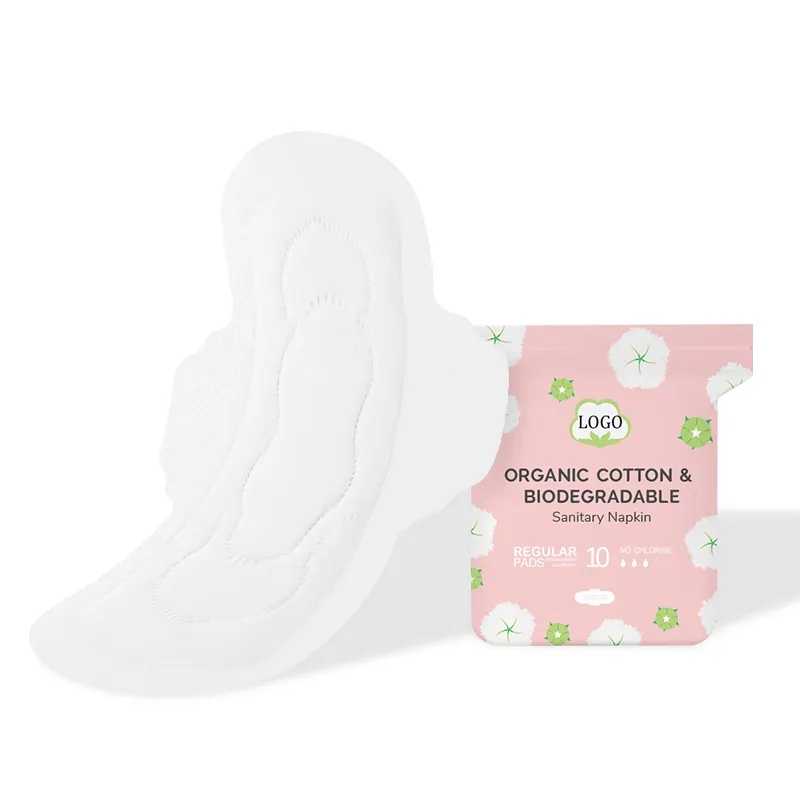 Toallas sanitarias desechables de algodón puro orgánico de alta absorbencia, biodegradables, suaves y no tejidas para mujeres