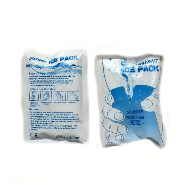 Bolsa de hielo desechable impresa personalizada compresa fría instantánea rápida