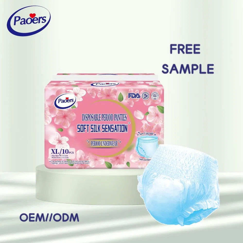 Entrega rápida, uso nocturno, alta absorción, pañal blanco para mujeres, compresa menstrual súper delgada tipo bragas