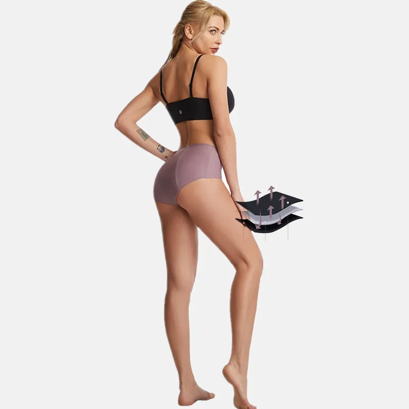 Mayorista de Ropa Interior Menstrual de Cuatro Capas a Prueba de Fugas y Absorbente Sin Costuras de Talla Grande con Cintura Alta para Mujeres