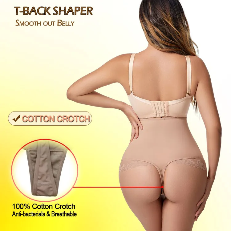 Pantalones moldeadores de cintura alta con acentos de encaje y espalda en T para el posparto
