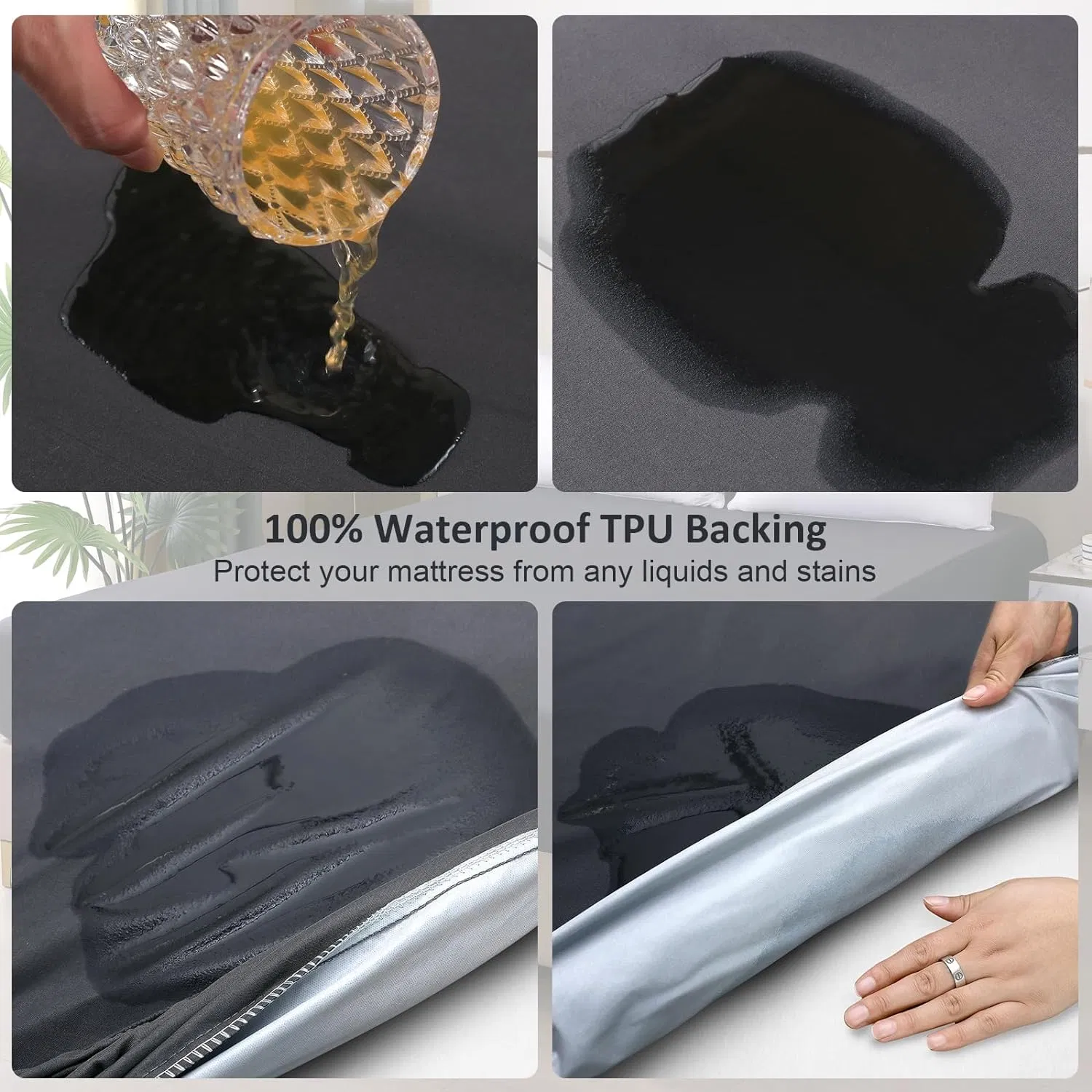 Protector de colchón impermeable de lujo, protector de colchón silencioso con bolsillo profundo