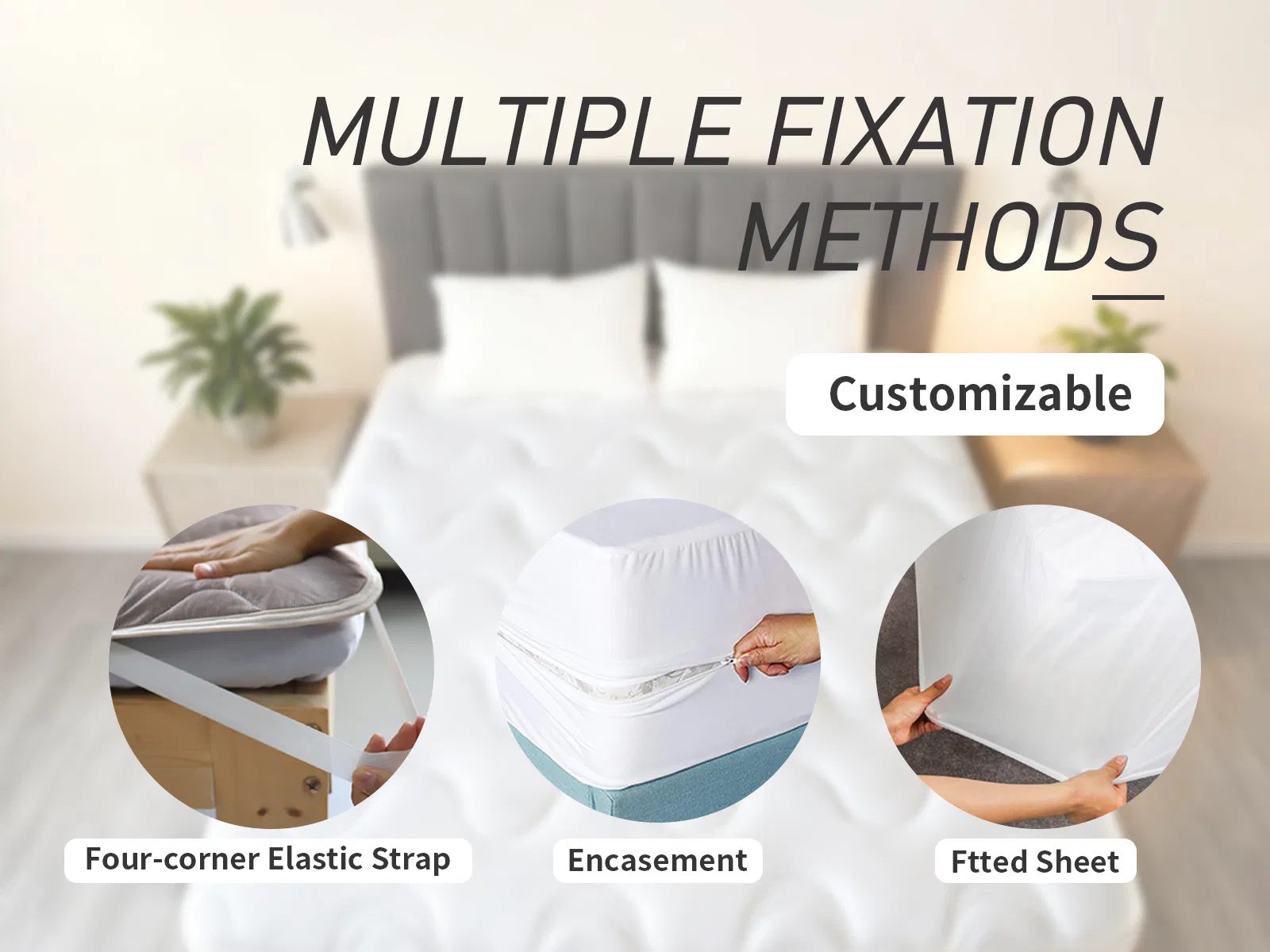 Protector de colchón doble premium impermeable - Antideslizante y lavable a máquina