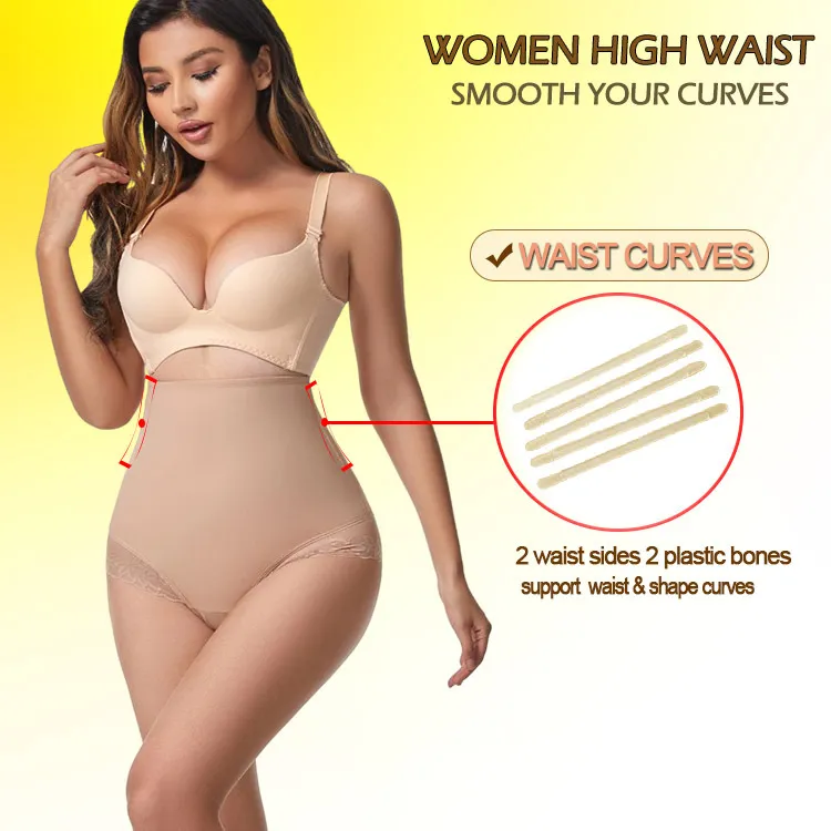 Pantalones moldeadores de cintura alta con acentos de encaje y espalda en T para el posparto