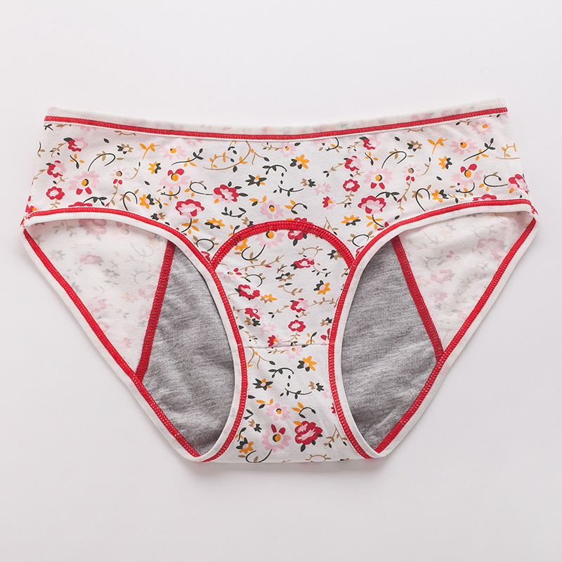 Pantalones fisiológicos a prueba de fugas con patrón floral de gran tamaño para mujeres