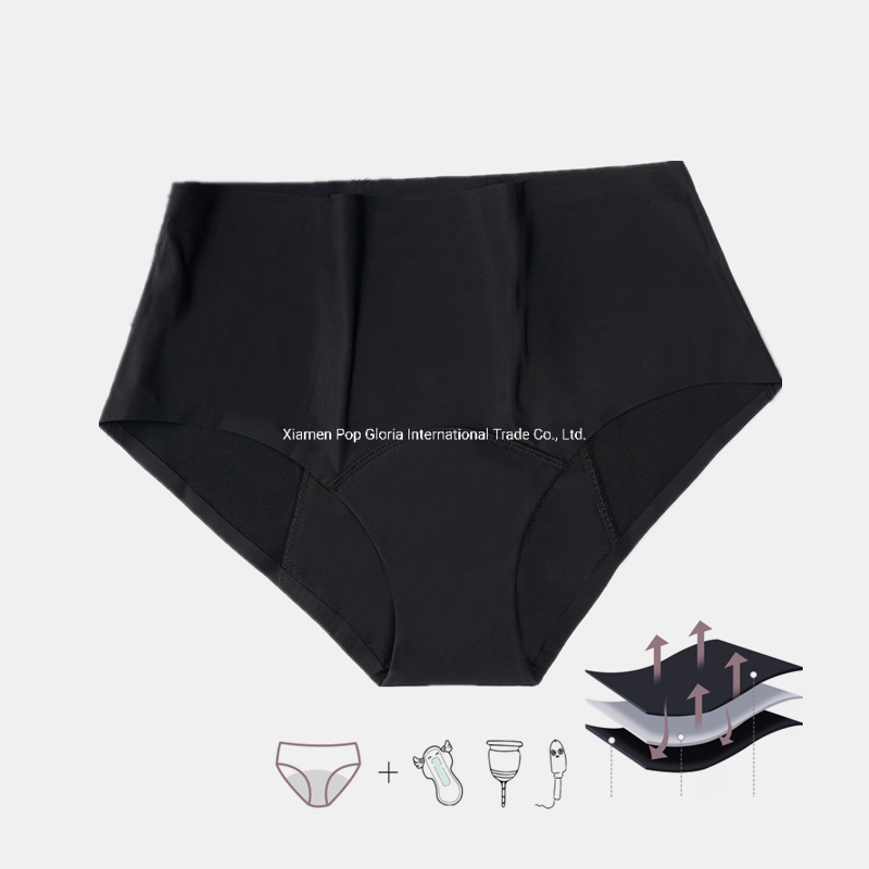 Intiflower 129 Mayorista de Ropa Interior Menstrual de Cuatro Capas a Prueba de Fugas y Absorbente Sin Costuras de Talla Grande con Cintura Alta para Mujeres