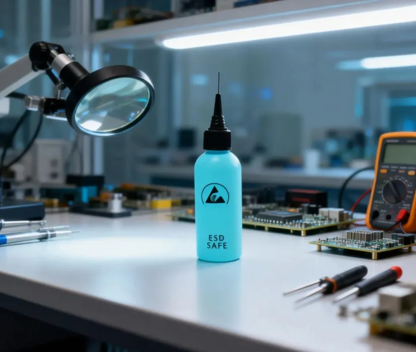 Botella de disolvente PE con aguja ESD