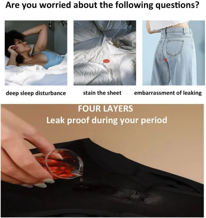 Alta elasticidad transpirable 4 capas a prueba de fugas impermeables para el posparto y la menstruación