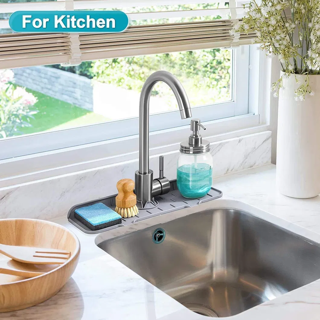 Tapete de silicona para cocina y baño - Bandeja para goteo de grifo con asa para fácil colocación