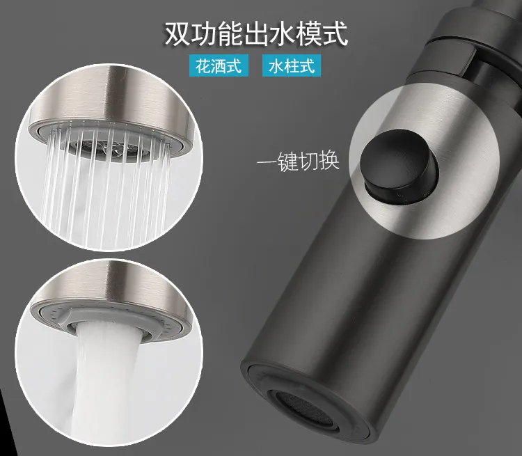 Grifo de cocina de bronce negro al por mayor, multifuncional, con doble manija, mezclador, rotación, grifo de filtro purificador extraíble