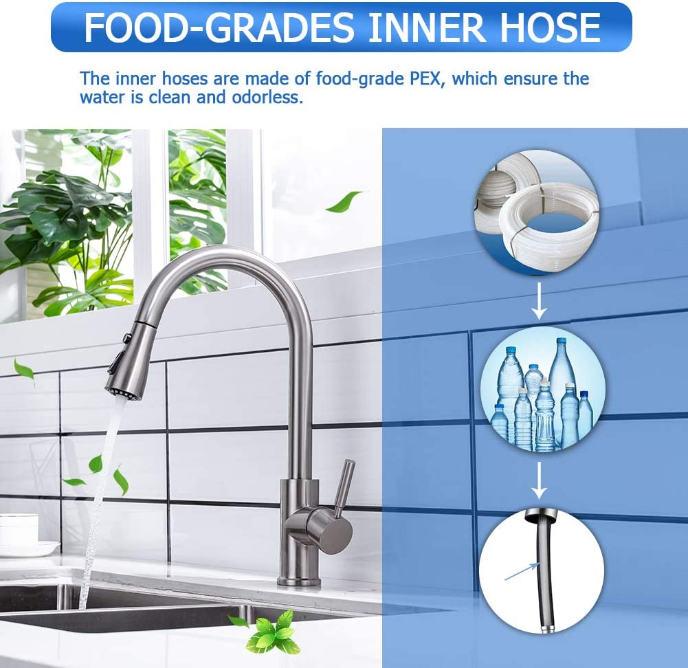 Grifo de cocina mezclador negro de acero inoxidable 360 extraíble para agua caliente y fría