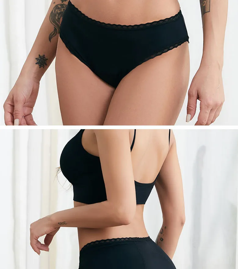 Mayorista Mujeres Seguridad Impermeable 4 Capa Alta Absorbencia Bragas Menstruales de Encaje para Período Bragas de Seguridad 88036