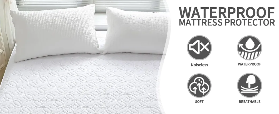 Protector de colchón impermeable blanco 100% con elástico