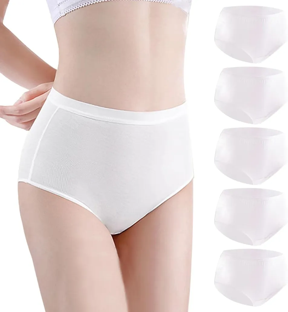 Ropa interior desechable para mujeres, 100% bragas de algodón blancas para viajar, embarazo y entornos médicos