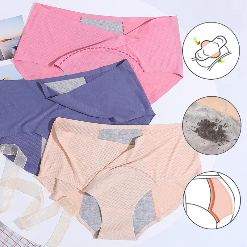 Bragas fisiológicas de cintura alta para mujer, de talla grande, a prueba de fugas