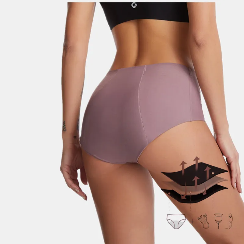 Mayorista de Ropa Interior Menstrual de Cuatro Capas a Prueba de Fugas y Absorbente Sin Costuras de Talla Grande con Cintura Alta para Mujeres