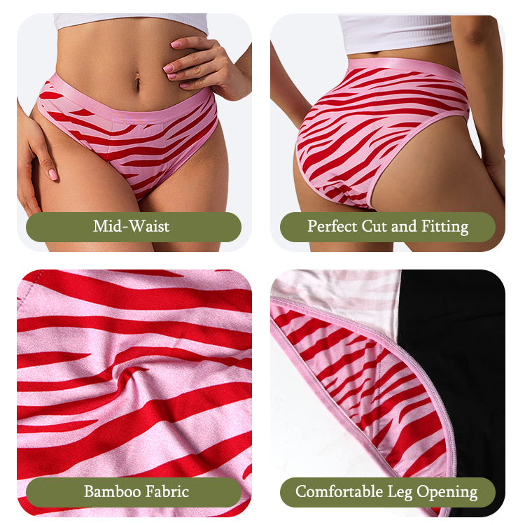 Ropa interior desechable a prueba de fugas para el período menstrual de mujeres, bragas nocturnas al por mayor de bambú 4 capa MID-Brief para mujeres personalizadas