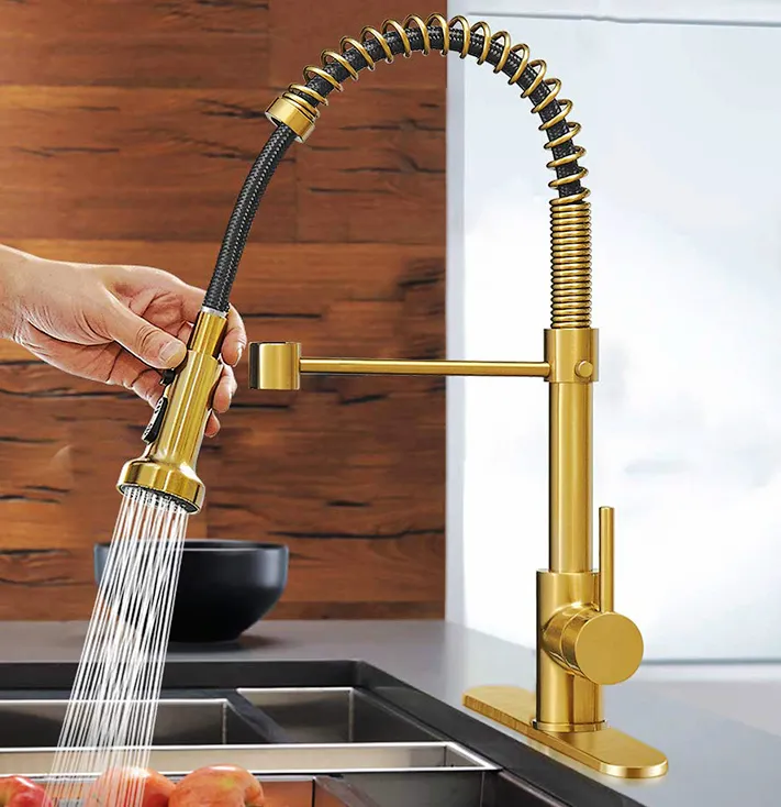 Grifo de cocina moderno con rociador extraíble Deck-Mounted360 rotación