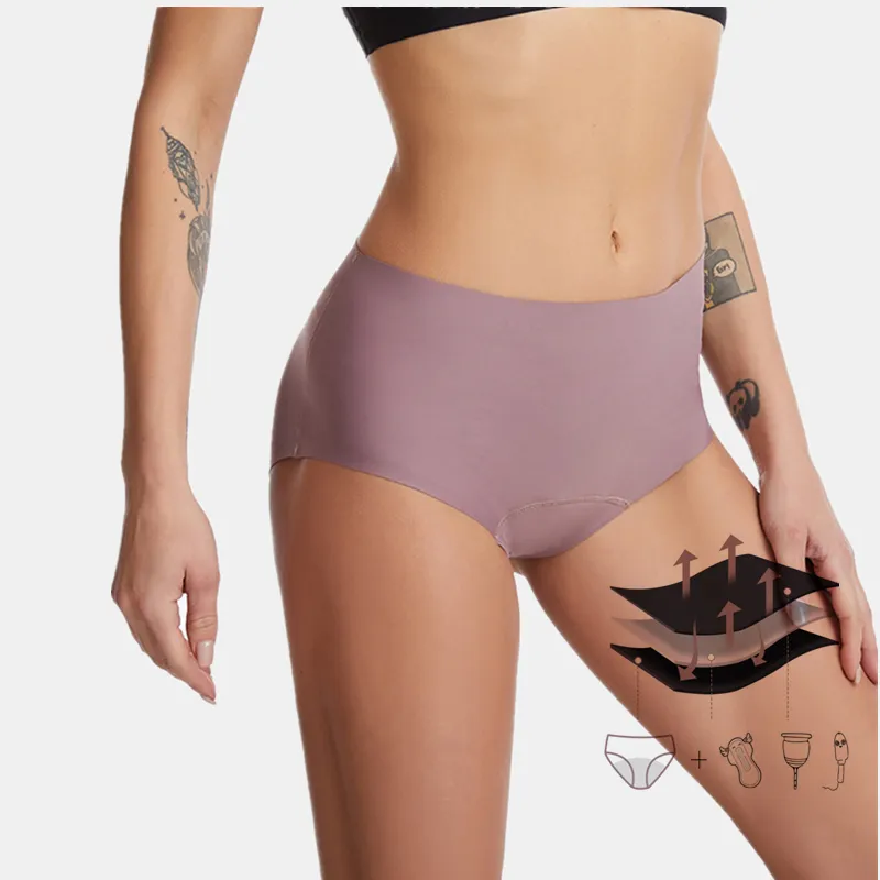 Mayorista de Ropa Interior Menstrual de Cuatro Capas a Prueba de Fugas y Absorbente Sin Costuras de Talla Grande con Cintura Alta para Mujeres