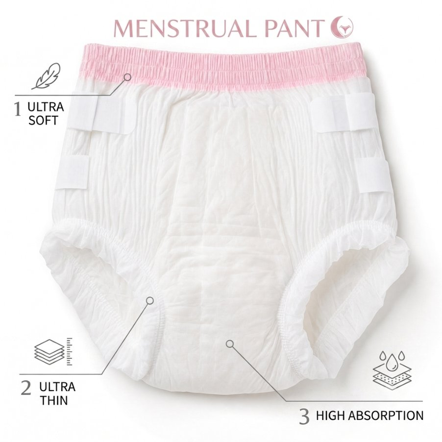 Ropa interior menstrual de alta cintura ultra delgada y transpirable, anti-fugas y de alta absorción, fábrica en China