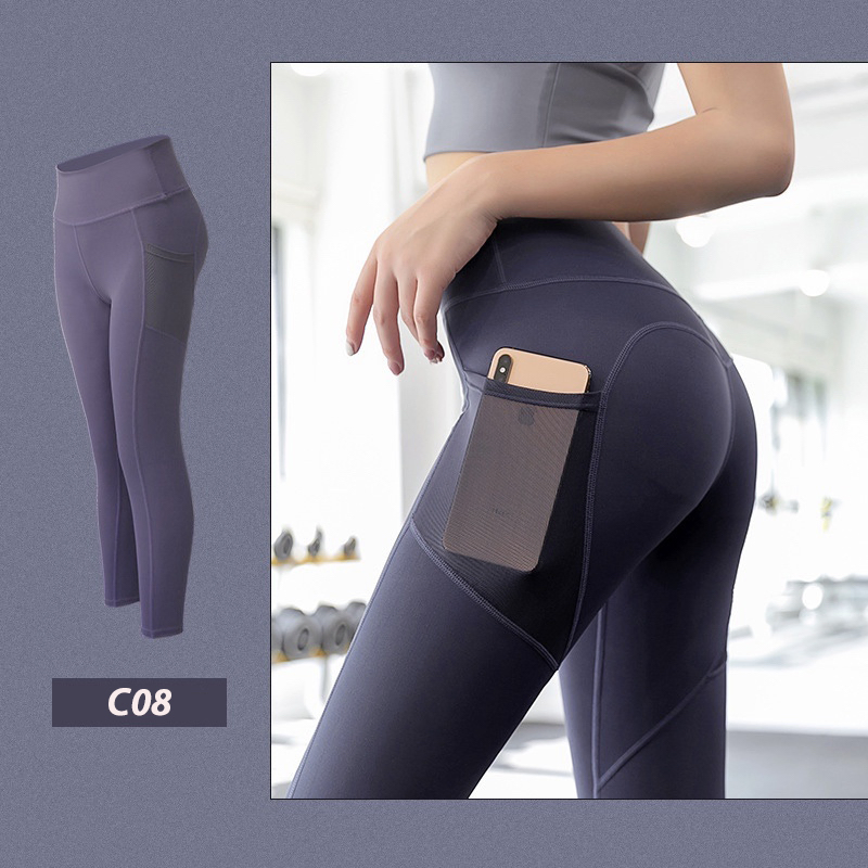 Pantalones de yoga de poliéster de alta calidad con bolsillo para teléfono, leggings activos ajustados y sexys para mujeres, ropa de ocio para la calle