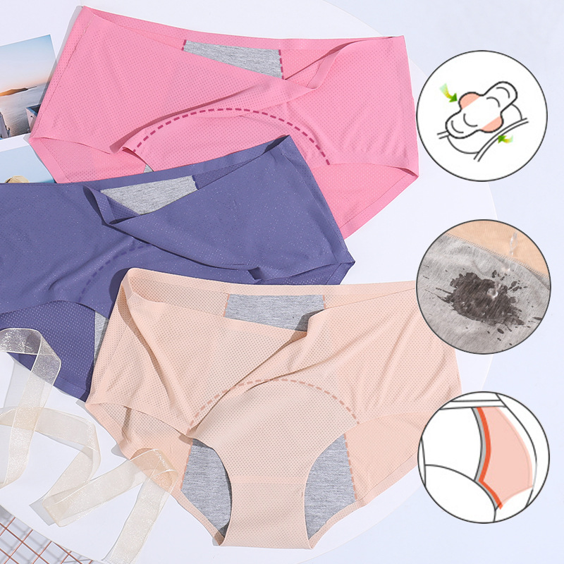 Bragas fisiológicas de cintura alta para mujer, transpirables, unidas, de talla grande, a prueba de fugas para el período menstrual