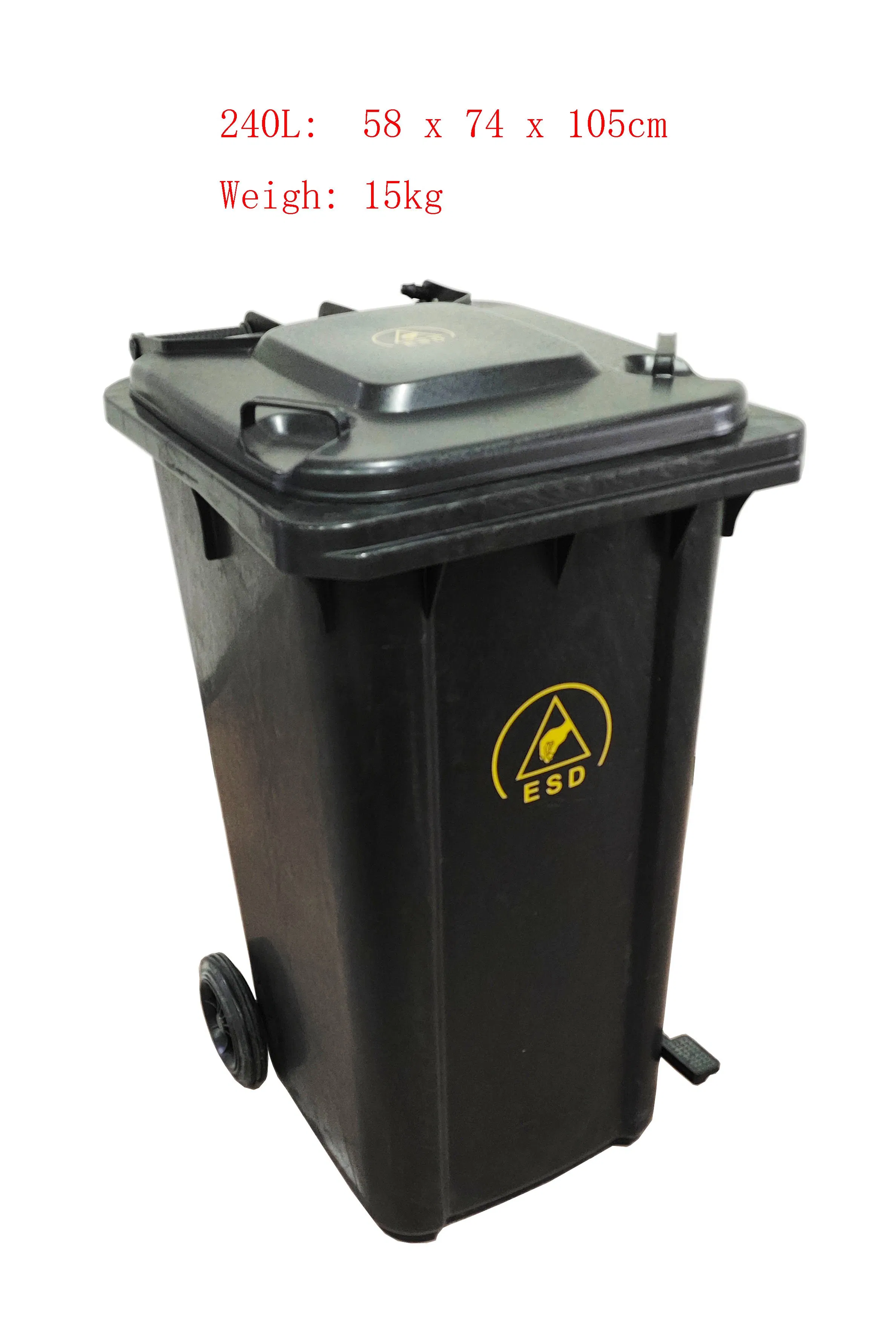 120L Estación de Desechos ESD Móvil con Tapa - Contenedor Conductivo de Alta Resistencia para la Eliminación Centralizada de Chatarra Electrónica y Saneamiento de Sala Limpia (Pedal de Pie y Antiodor)