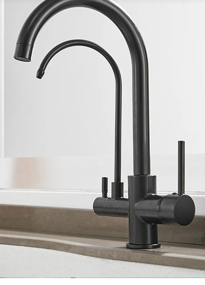 Grifo de lavabo de baño de doble manija de latón macizo en negro mate grifo del Reino Unido