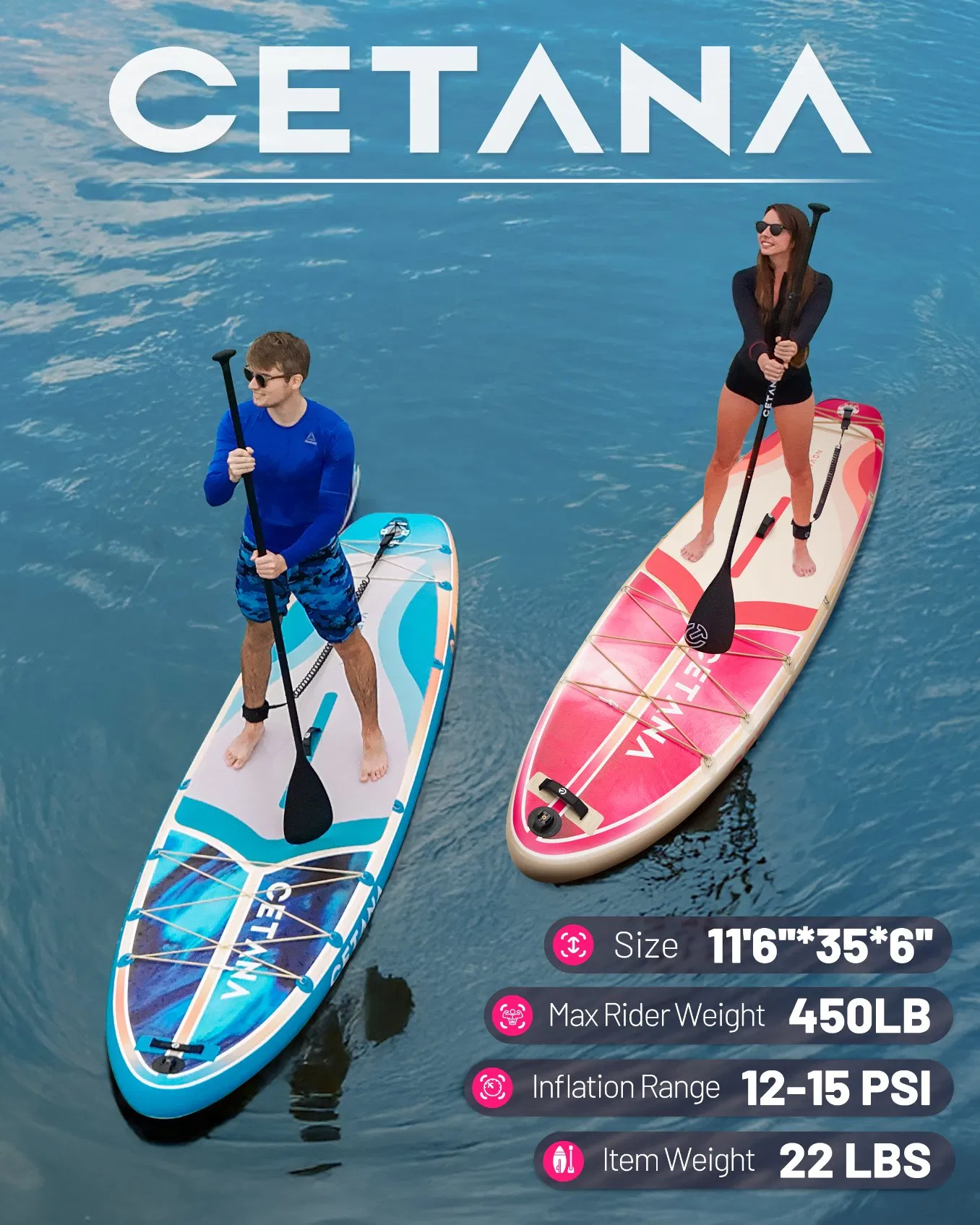 Tabla de Paddle Surf Dropshipping 11'6"*35"*6" Tabla de Paddle Rosa (sup) Tabla de Paddle Stock de la UE