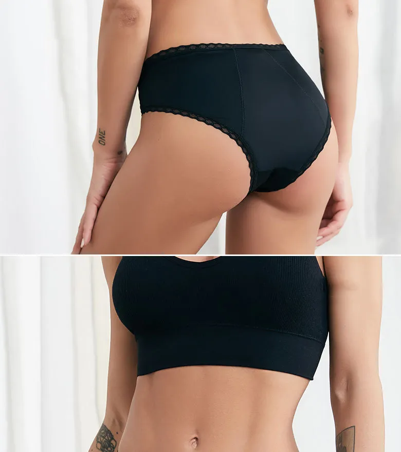 Mayorista Mujeres Seguridad Impermeable 4 Capa Alta Absorbencia Bragas Menstruales de Encaje para Período Bragas de Seguridad 88036