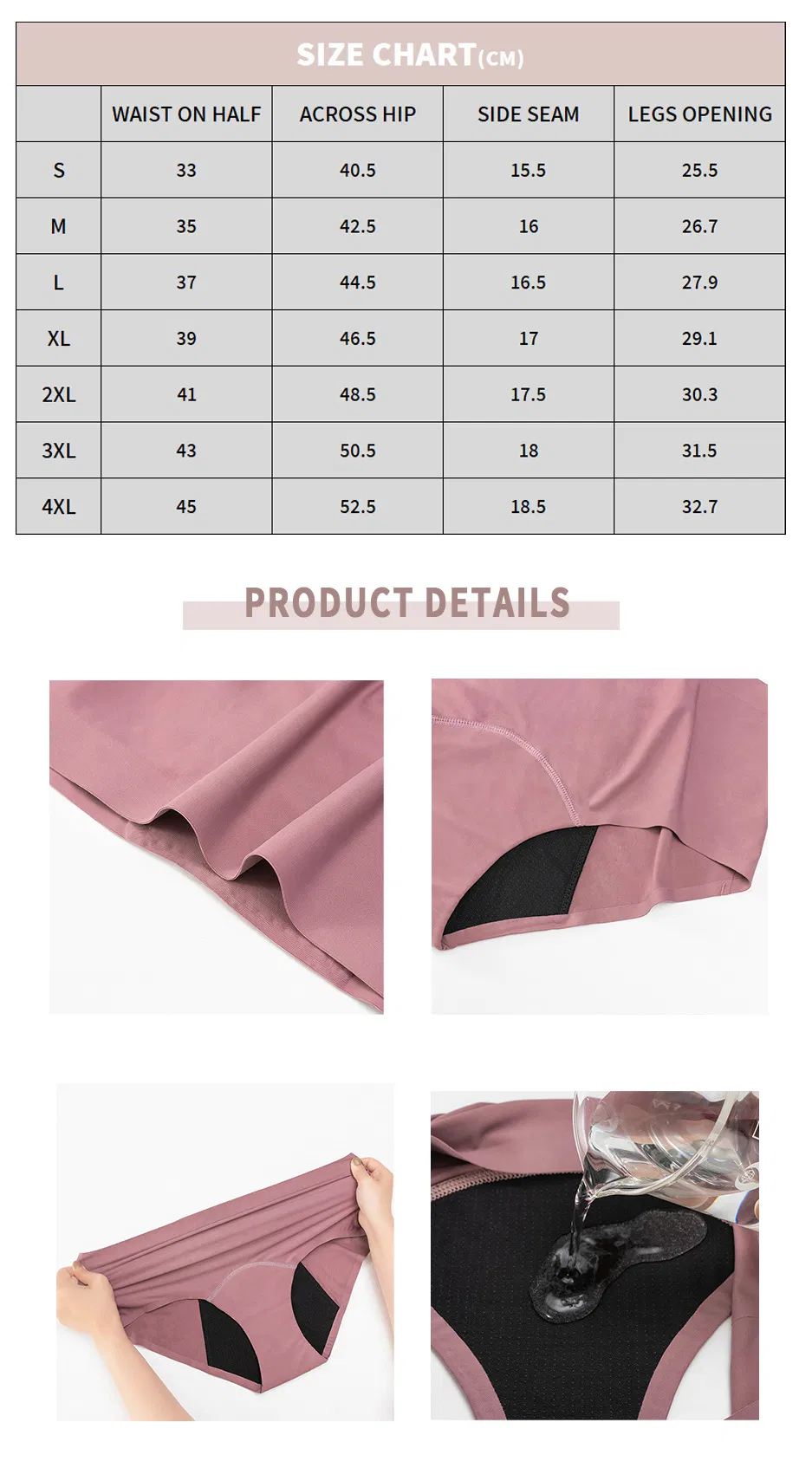 Mayorista de Ropa Interior Menstrual de Cuatro Capas a Prueba de Fugas y Absorbente Sin Costuras de Talla Grande con Cintura Alta para Mujeres