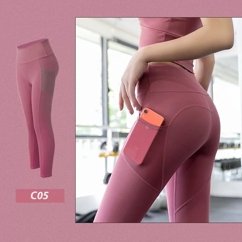Pantalones de yoga de poliéster de alta calidad con bolsillo para teléfono, leggings activos ajustados y sexys para mujeres, ropa de ocio para la calle