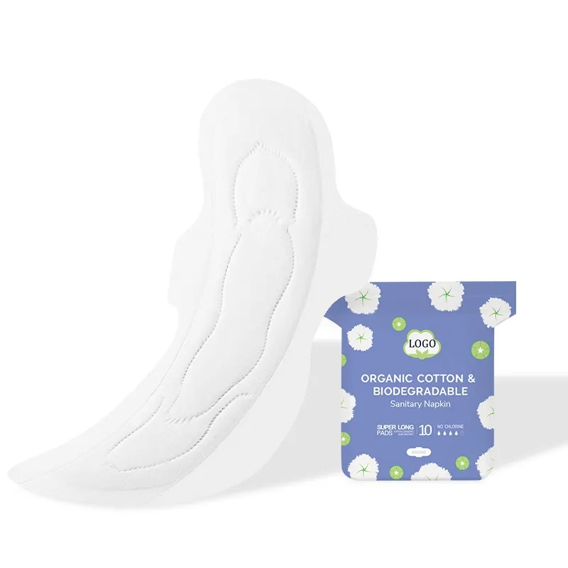 Toallas sanitarias desechables de algodón puro orgánico de alta absorbencia, biodegradables, suaves y no tejidas para mujeres
