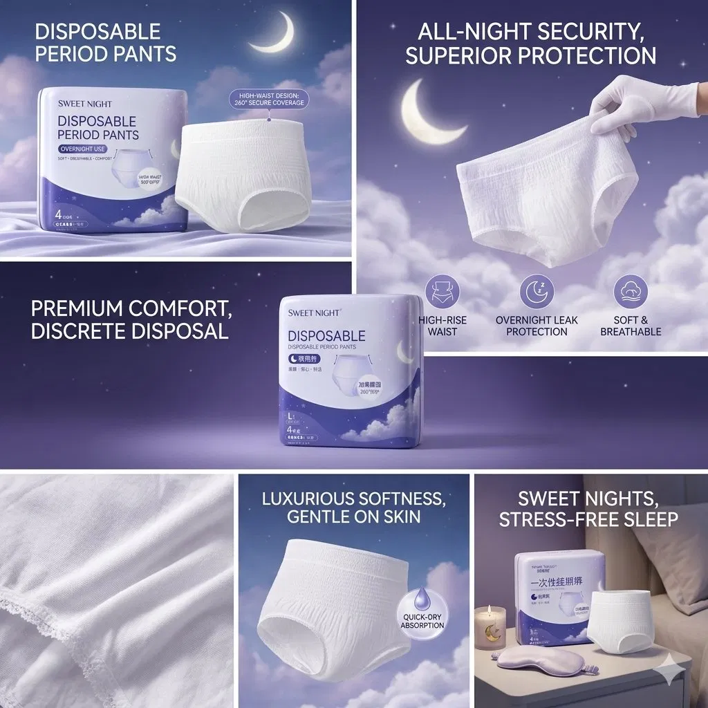 Ropa interior menstrual de cintura baja OEM ODM, ultra delgada, suave, transpirable y de alta absorción