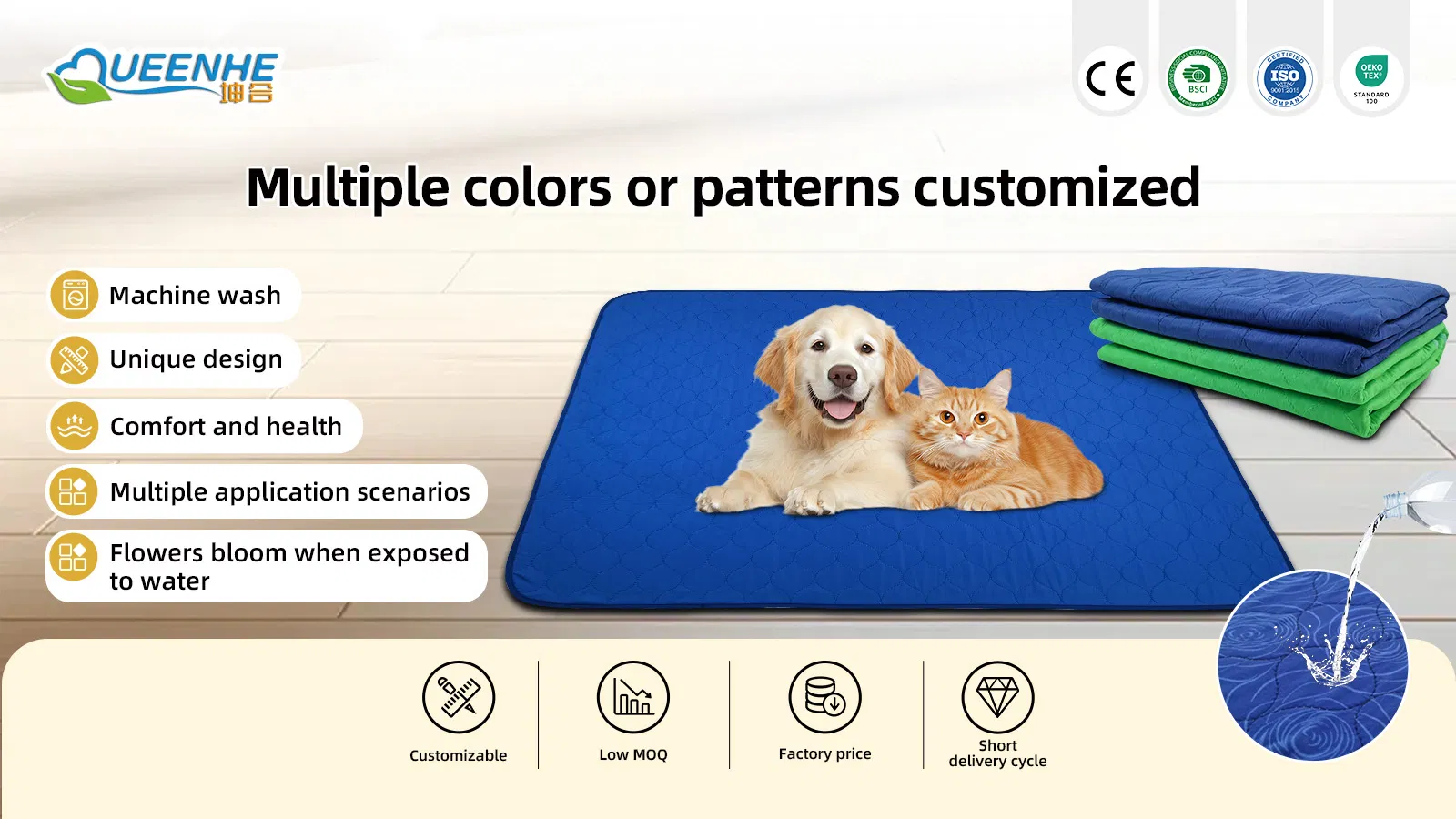 Los patrones al por mayor aparecen cuando se exponen al agua en la almohadilla de entrenamiento para mascotas