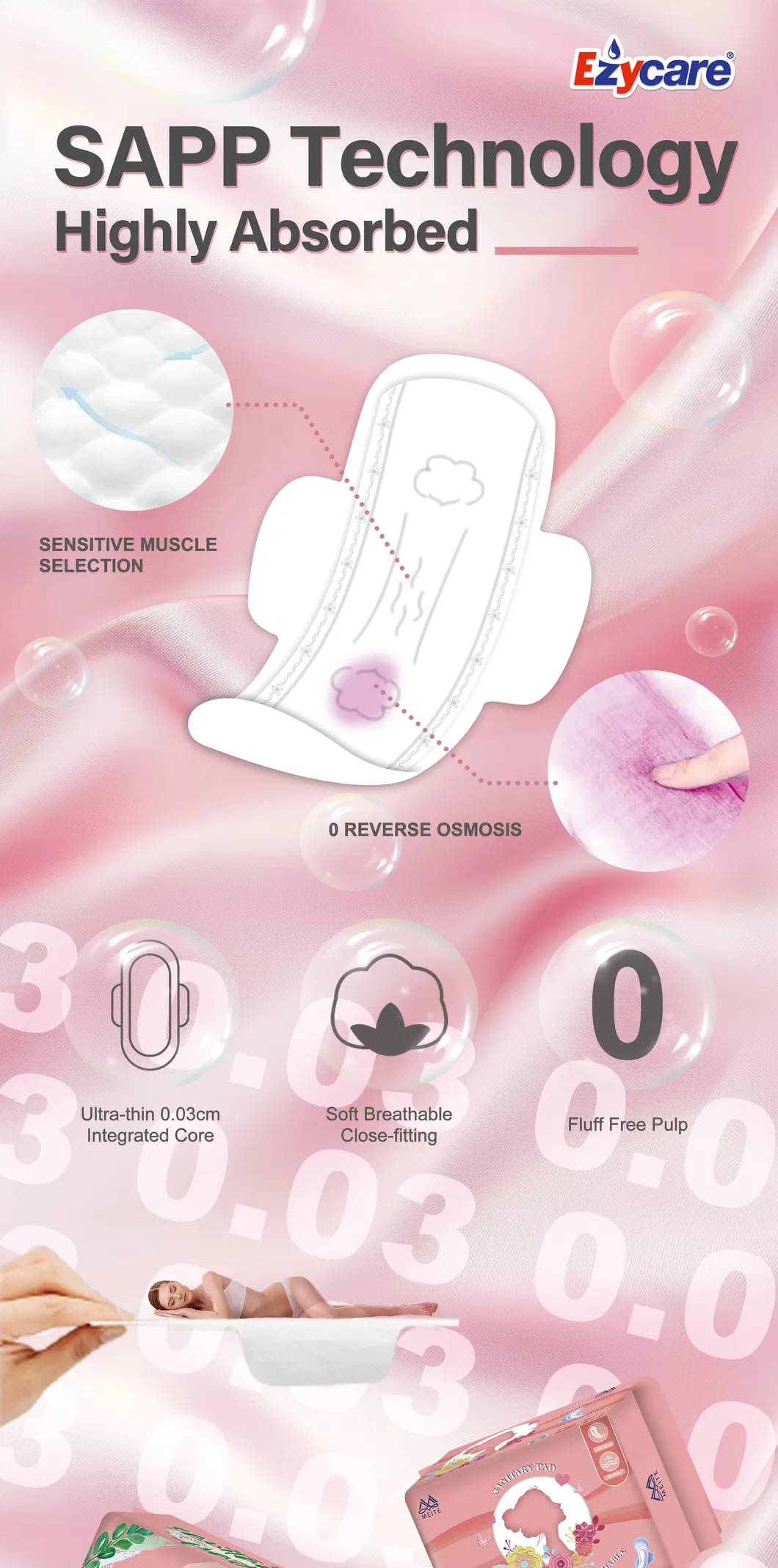 Compresas de algodón orgánico ultra delgadas para mujeres